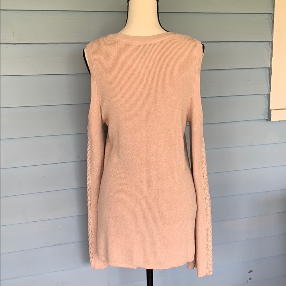 WHBM Braided Detail Cold Shoulder Sweater Top - Picture 11 of 16